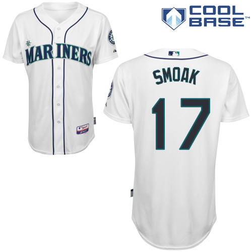 Justin Smoak #17 MLB Jersey-Seattle Mariners Men's Authentic Home White Cool Base Baseball Jersey